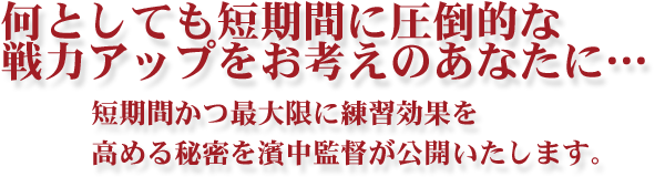 何としても短期間に圧倒的な戦力アップをお考えのあなたに…